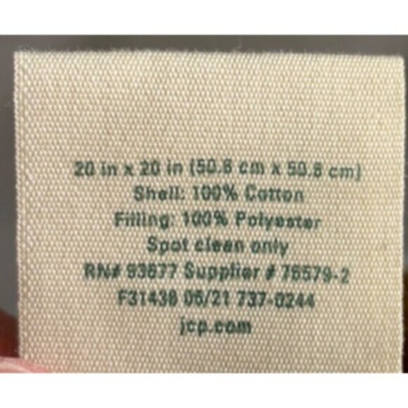 Linden Street Embroidered Decorative Throw Pillow 20" x 20" Brown White - Picture 4 of 5